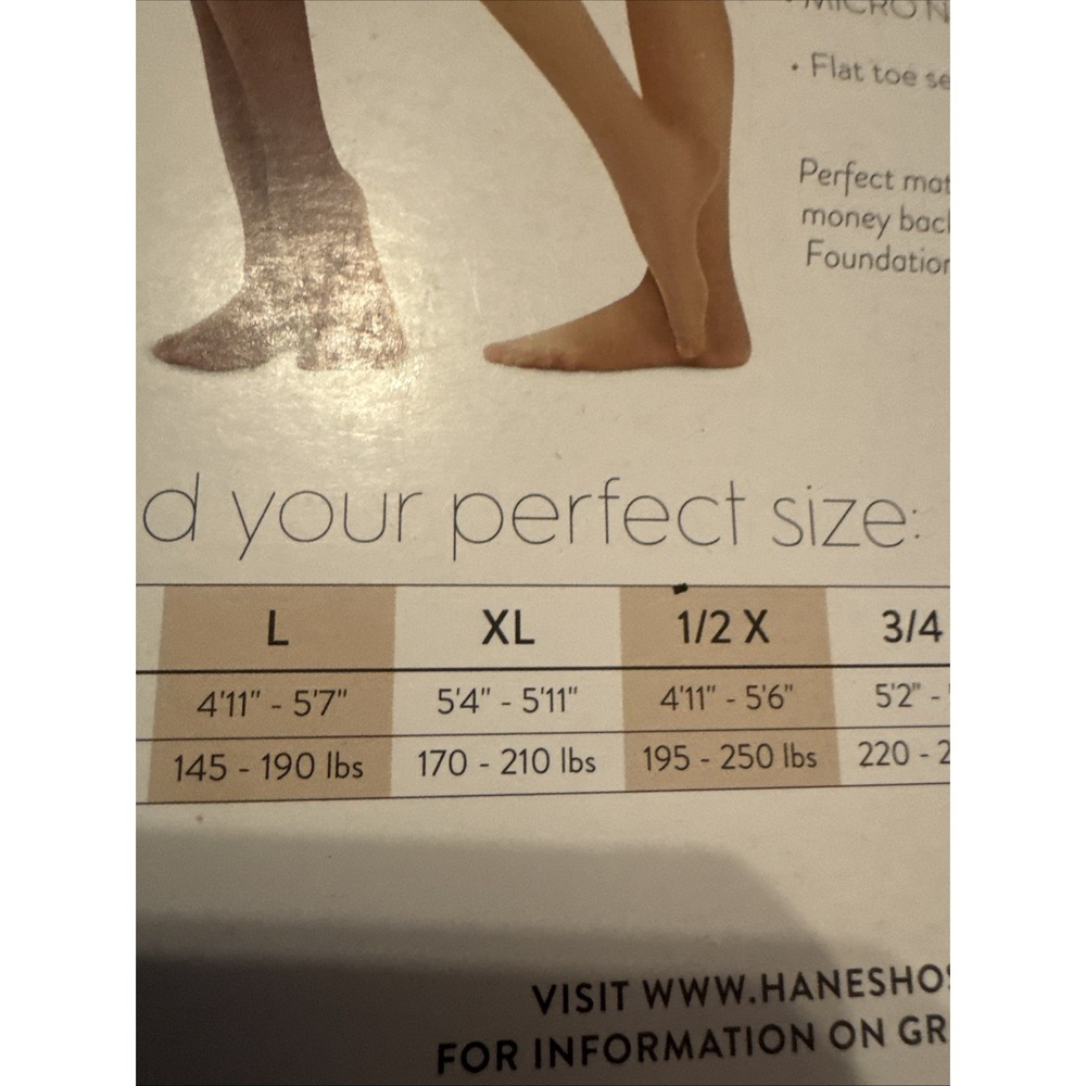 Hanes Perfect‎ Nudes Moderate Tummy Control Hosiery Nude 6 Size 1/2x - Picture 5 of 6